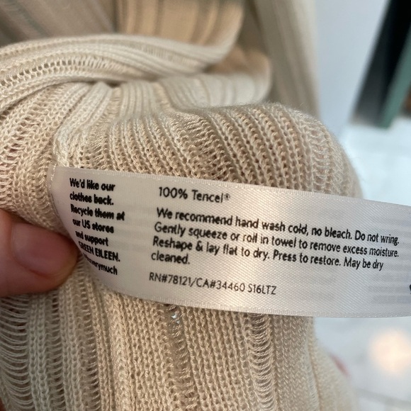 Eileen Fisher, Large, women’s cream color loose knit open front duster cardigan - Picture 3 of 6